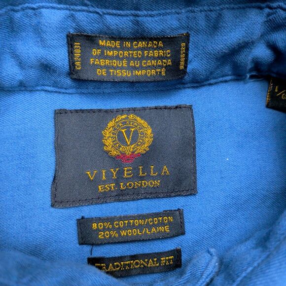 Viyella Shirt Mens L Traditional Fit Cotton Wool Long Sleeve Made in Canada - Picture 2 of 9